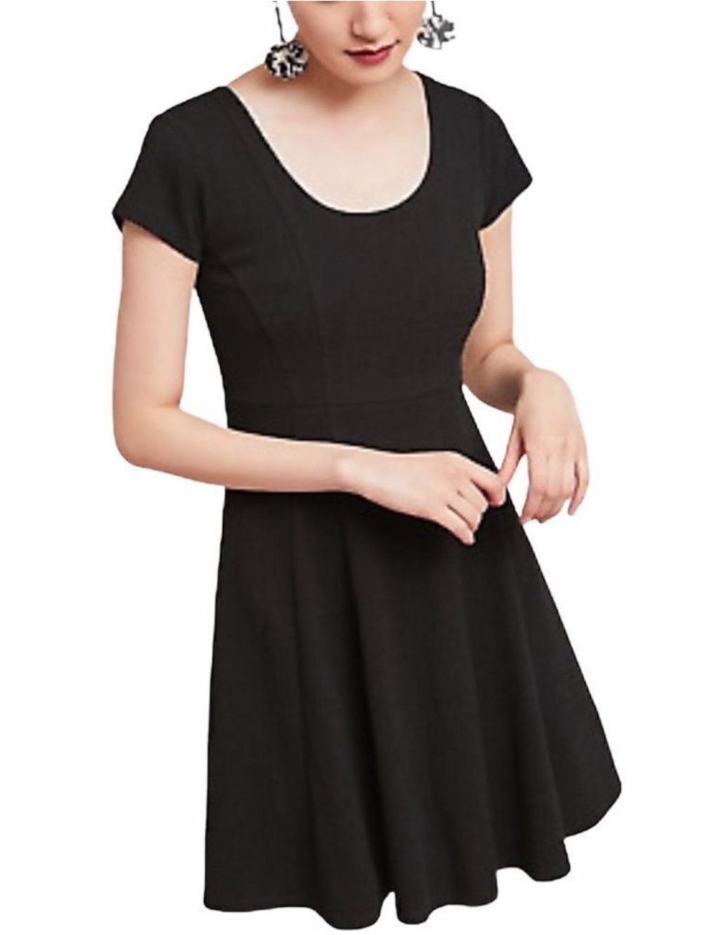 Maeve Black Scoop-Neck Fit & Flare Mini Dress